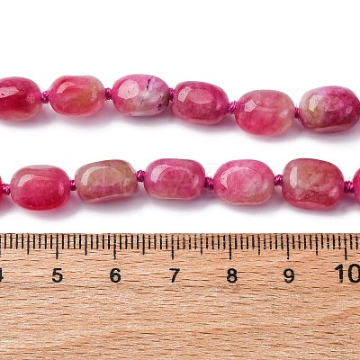 Natural Dyed Malaysia Jade Tumble Stone Nuggets Beaded Long Necklaces for Women NJEW-F340-A04-1