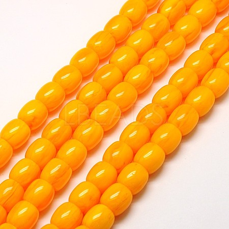 Imitation Amber Resin Drum Beads Strands for Buddhist Jewelry Making RESI-A009D-12mm-01-1