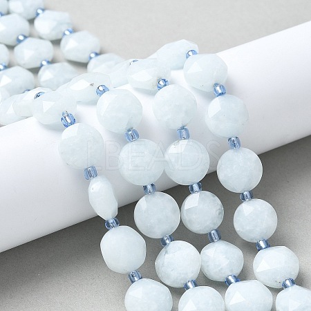 Natural Dyed Quartz Imitation Aquamarine Beads Strands G-C116-A89-01-1