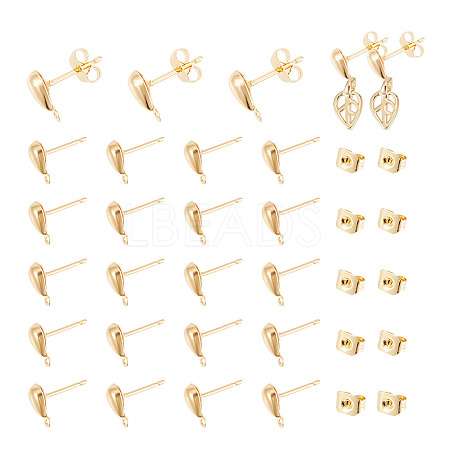 100Pcs Brass Teardrop Stud Earring Findings DIY-GO0001-15-1