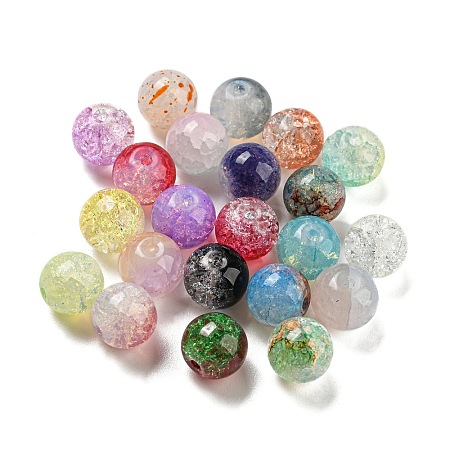 Transparent Spray Painting Crackle Glass Beads GLAA-L046-01A-1