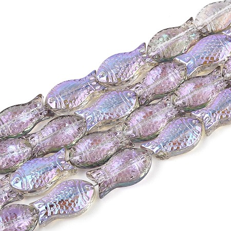 Transparency Electroplate Glass Beads Strands GLAA-T023-40B-05-1