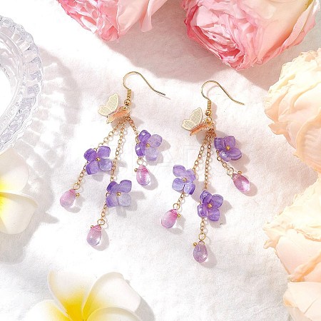 Flower Brass Dangle Earrings EJEW-TA00643-01-1