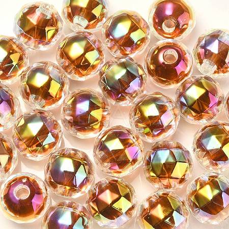 Two Tone UV Plating Rainbow Iridescent Acrylic Beads TACR-D010-06F-1