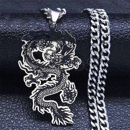 304 Stainless Steel Enamel Pendant Necklaces for Women Men NJEW-G123-09P-1