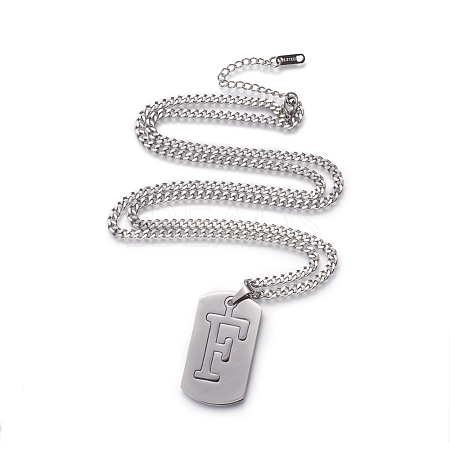 304 Stainless Steel Split Initial Pendant Necklaces NJEW-L152-03F-1