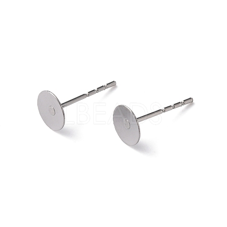 316 Surgical Stainless Steel Flat Round Blank Peg Stud Earring Settings X-STAS-R073-02-1