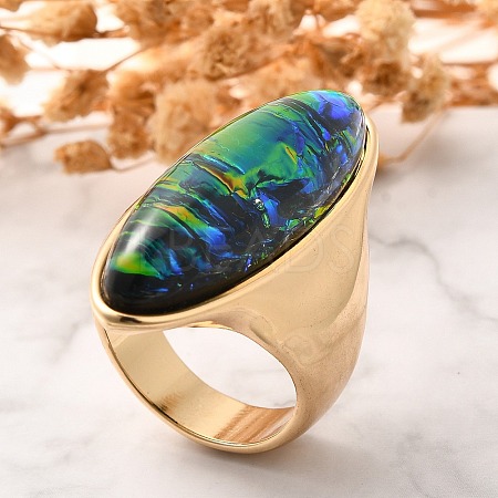 Resin Horse Eye Finger Rings RJEW-R006-01G-02-1