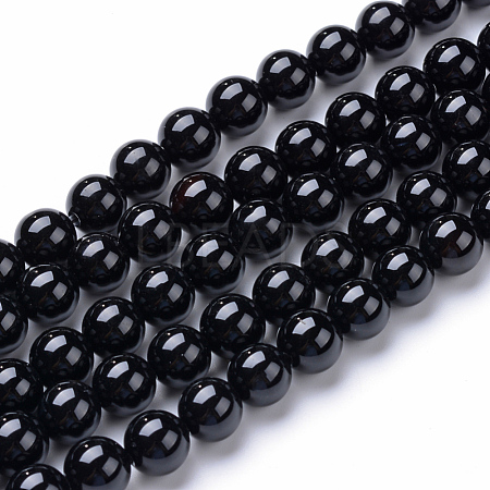 Natural Black Onyx Round Bead Strands X-G-T055-6mm-10-1