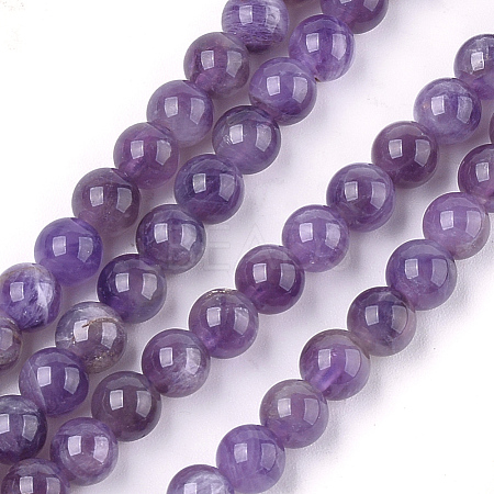 Natural Amethyst Beads Strands X-G-S333-6mm-020-1