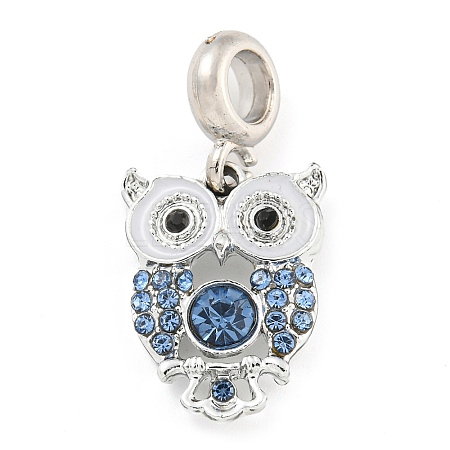Rack Plating Alloy Enamel Owl European Dangle Charms FIND-B034-11P-02-1