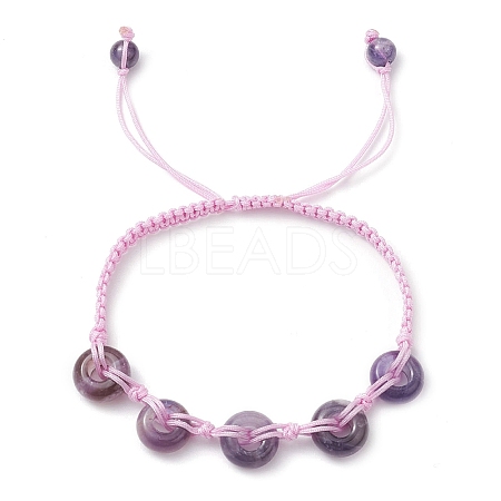 Natural Amethyst Rondelle Braided Bead Bracelets BJEW-TA00492-01-1
