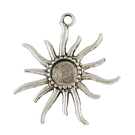Tibetan Alloy Flower Pendant Cabochon Bezel Settings PALLOY-A13079-AS-NR-1