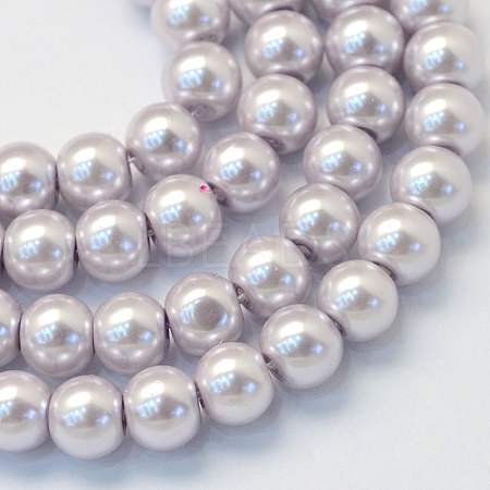 Baking Painted Pearlized Glass Pearl Round Bead Strands X-HY-Q330-8mm-25-1