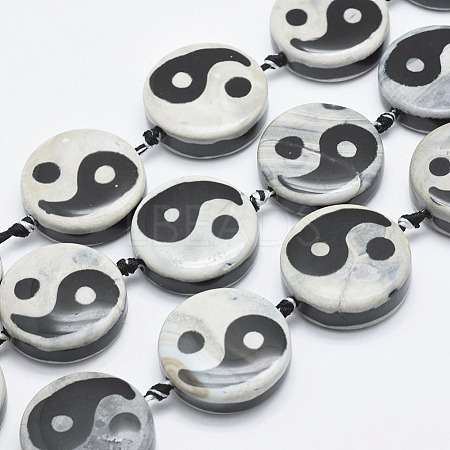 Feng Shui Tibetan Style Yin Yang Pattern DZi Beads Strands - Lbeads.com