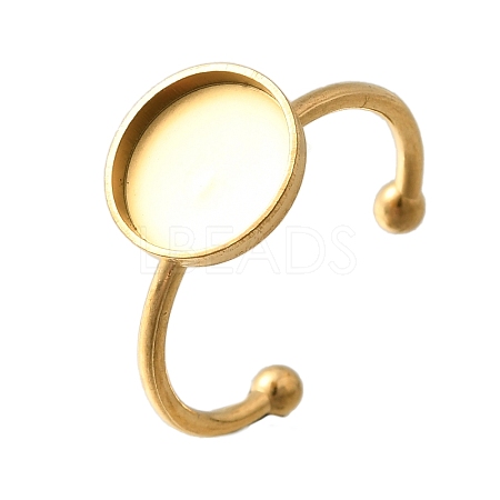 304 Stainless Steel Open Cuff Ring Components STAS-M057-01D-G-1