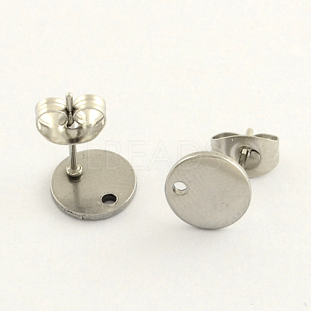 304 Stainless Steel Stud Earring Findings STAS-R063-35-10mm-1