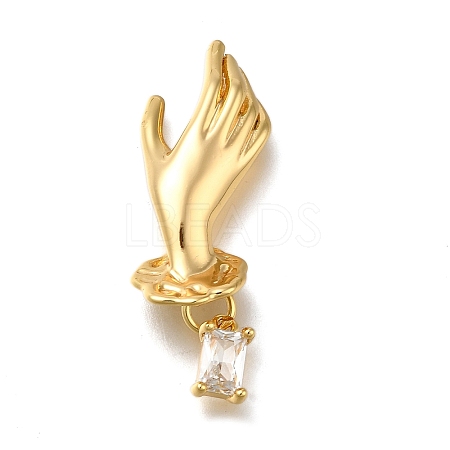 Brass Micro Pave Cubic Zirconia Pendants KK-K398-17G-1