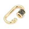 Oval Brass Micro Pave Cubic Zirconia Screw Carabiner Clasps KK-G522-47G-02-2