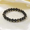 Natural Golden Sheen Obsidian Bead Stretch Bracelets X-BJEW-K212-B-020-3