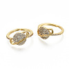 Brass Micro Pave Clear Cubic Zirconia Cuff Rings RJEW-S045-016G-NR-2