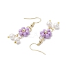 Natural Shell Pearl Beads & Glass Seed Dangle Earrings EJEW-MZ00310-05-4