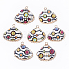Electroplate Printed Natural Scallop Shell Pendants X-SSHEL-R047-04-A05-2