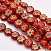 Handmade Millefiori Glass Flat Round Bead Strands LK-P011-02-1