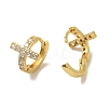 Cross Brass Stud Earrings EJEW-R162-02G-3