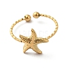 Ion Plating(IP) 304 Stainless Steel Starfish Open Cuff Rings for Women RJEW-H136-06G-2