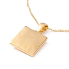Ion Plating(IP) 304 Stainless Steel Square with Shell Pendant Necklace for Women NJEW-F292-06G-3