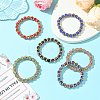Faceted Rondelle Handmade Inner Flower Gold Sand Lampwork & Iron Beaded Stretch Bracelets for Women BJEW-SW001579-05-9