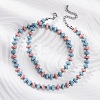 Dyed Natural Lava Rock & Synthetic Non-magnetic Hematite Rondelle Beaded Necklaces NJEW-H054-01P-3