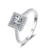 Square Rhodium Plated 925 Sterling Silver Pave 6.5x3.9mm Moissanite Finger Rings for Women WG02E28-09-5