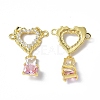 Brass Pave Clear & Pink Cubic Zirconia Connector Charms KK-P223-40G-1