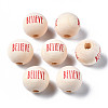 Unfinished Natural Wood European Beads WOOD-S057-062-2