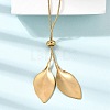 Adjustable 304 Stainless Steel Leaf Pendant Lariat Necklaces for Women SA-CBAB727-03G-2