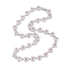 Brass Pave Pink Cubic Zirconia Heart Tennis Necklaces KK-CBA4547-17B-P-5