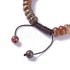 Adjustable Natural Polychrome Jasper/Picasso Stone/Picasso Jasper Braided Bead Bracelets BJEW-F369-A03-3