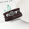 1Pc Cowhide & Imitation Leather Cord Knitted Multi-strand Bracelets AJEW-GF0011-50B-4