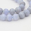 Natural Blue Lace Agate Round Bead Strands G-P070-15-6mm-1
