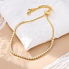 Brass Pave Clear Cubic Zirconia Horse Eye Box Chain Slider Bracelets BJEW-YWC0002-06B-G-4