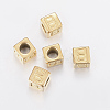 304 Stainless Steel Large Hole Letter European Beads X-STAS-H428-01G-B-1