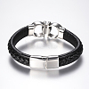 Men's Braided Leather Cord Bracelets BJEW-H559-15E-3