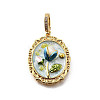 Brass Micro Pave Cubic Zirconia & Enamel Pendants KK-R222-08G-02-1