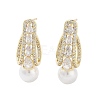 Rack Plating Brass Micro Pave Cubic Zirconia Stud Earring EJEW-C081-22G-1