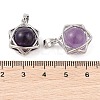 Natural Amethyst Round Pendants G-M440-04F-P-3