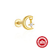 Moon with Star 925 Sterling Silver Micro Pave Clear Cubic Zirconia Cartilage Earrings FS-WGA2317-03-2