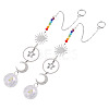 2Pcs Brass Sun Moon Star Hanging Ornaments HJEW-TA00371-2
