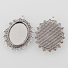 Tibetan Style Alloy Flat Oval Pendant Cabochon Settings X-TIBEP-M022-52AS-2